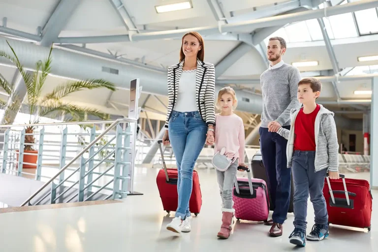 Family at Airport after airport transfer