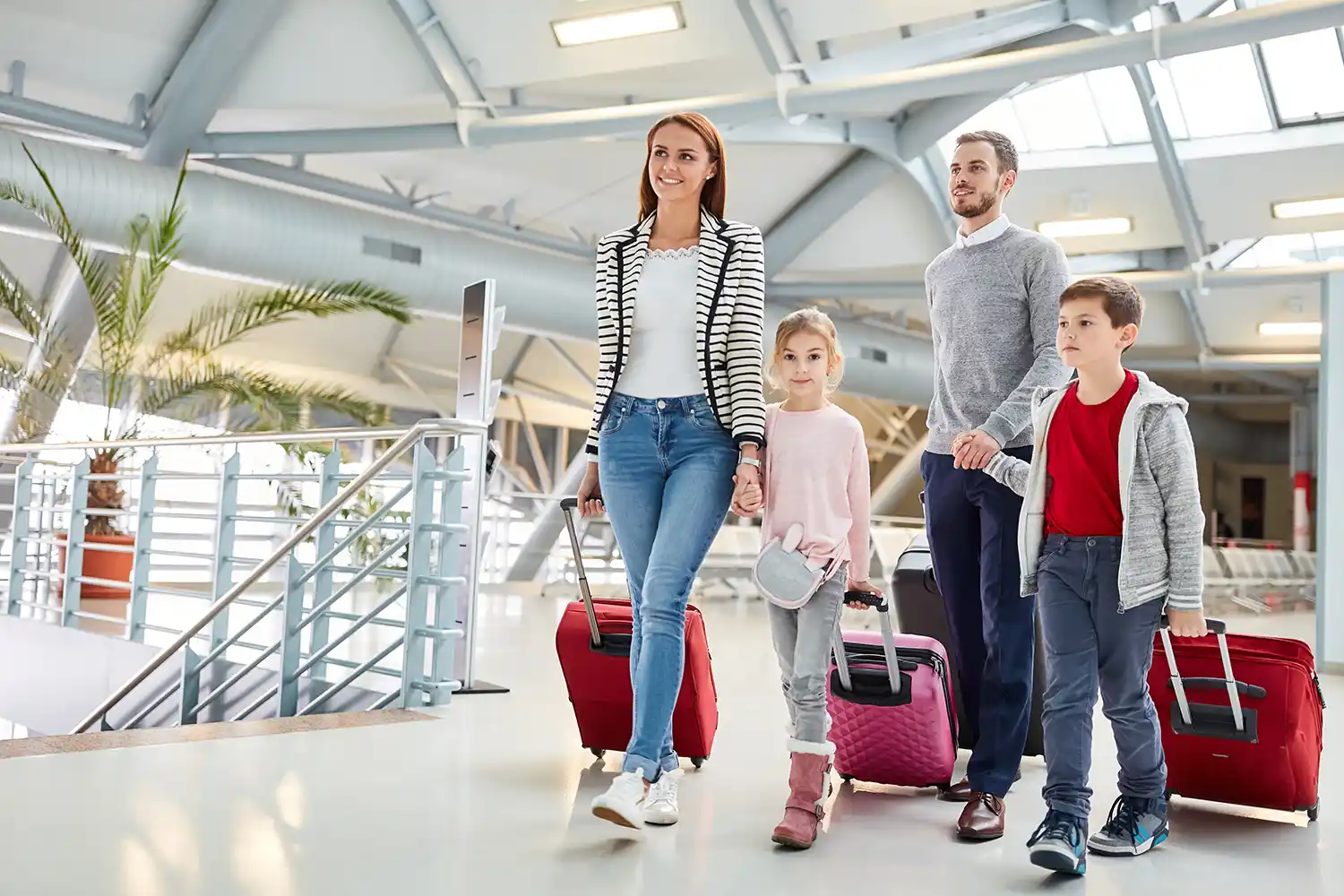 Family at Airport after airport transfer
